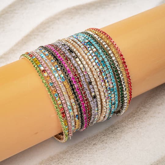 7" Gold & Crystal Rhinestone Stretch Bracelets, 2ct. by Bead Landing™